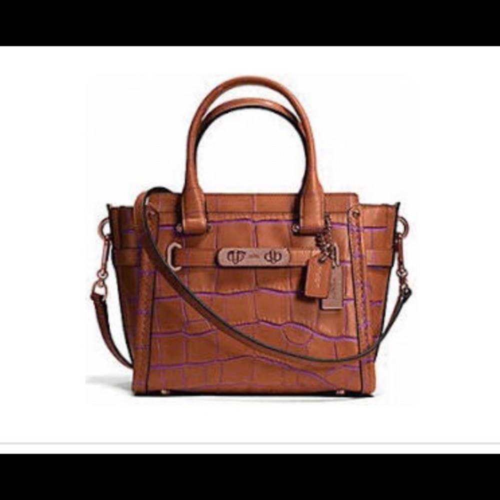 Coach Swagger 21  Saddle/Pink with Rose hardware